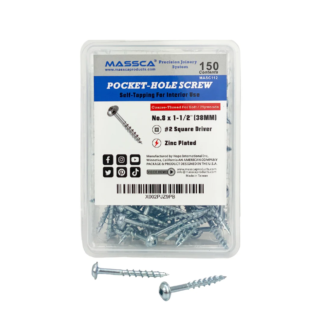 1-1/2'' Coarse Thread #8 Zinc Pocket Hole Screws - 150 Screws - Image 3
