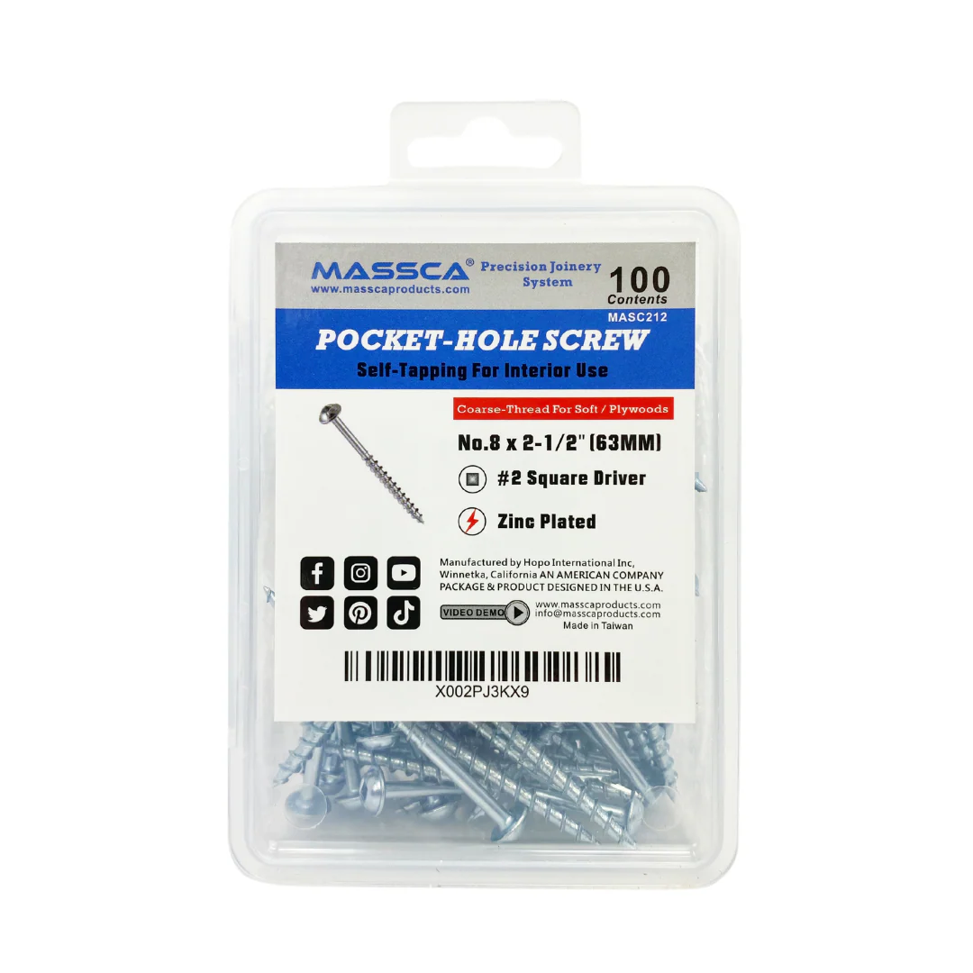 2-1/2'' Coarse Thread #8 Zinc Pocket Hole Screws - 100 Screws - Image 3