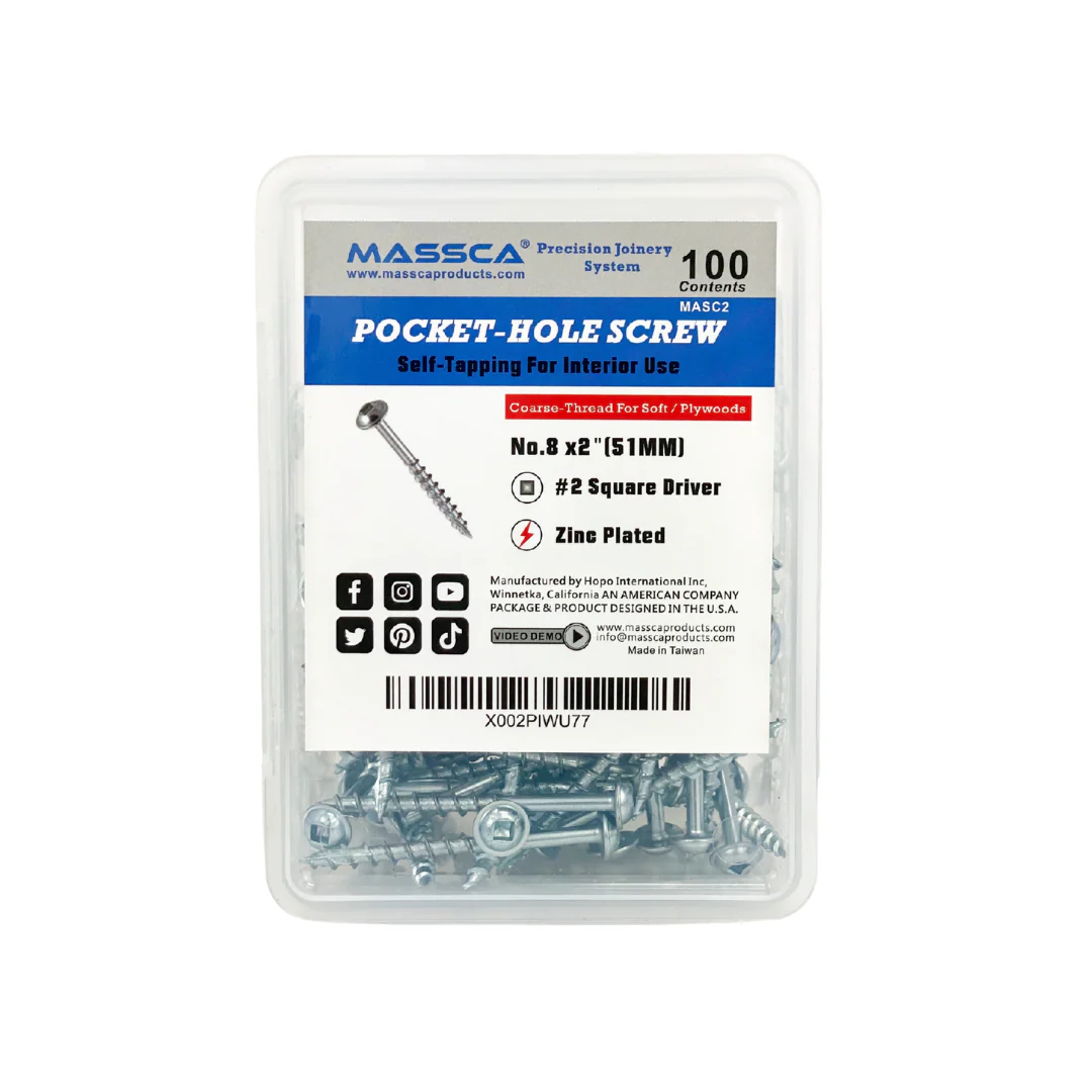 2'' Coarse Thread #8 Zinc Pocket Hole Screws - 100 Screws - Image 6