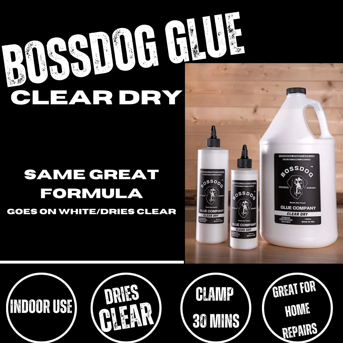 8.5 fl oz Clear Dry BOSSDOG Wood Glue - Image 5